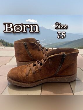 Born Women's SIENNA Suede Boots Rust Tobacco Distressed Size 7.5